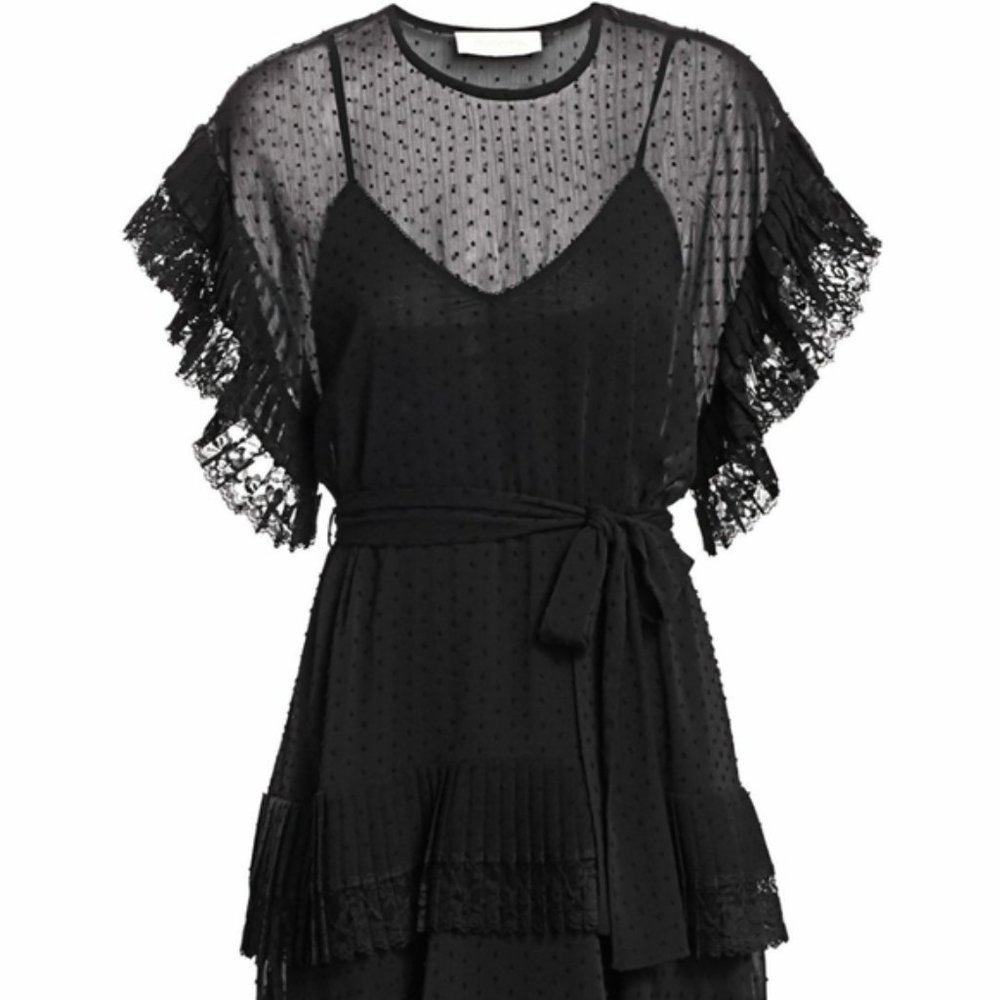 NWT$650 Zimmermann Black Eye Spy Dotted Mini Dress - Picture 3 of 8